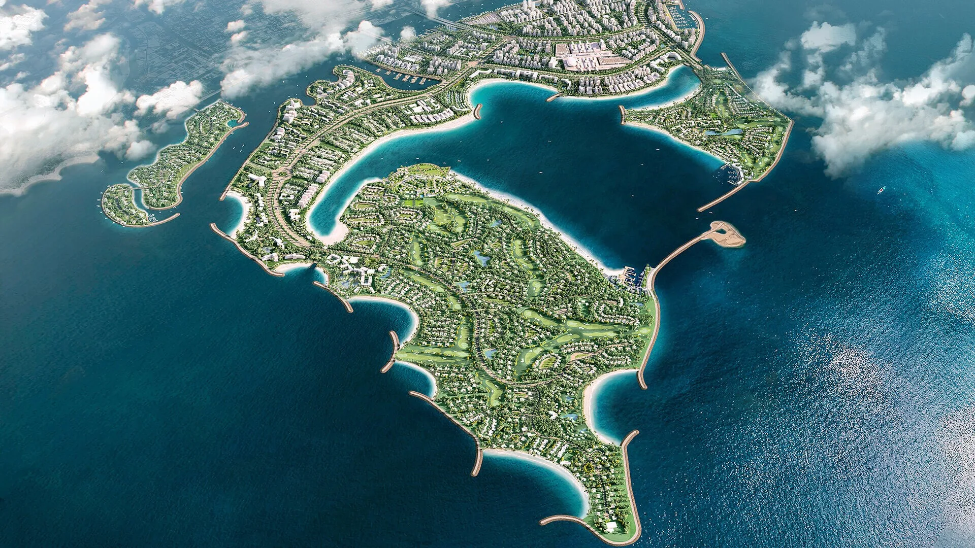 Lunaya masterplan showing lagoons, parks, villas and Lunaya Terraces